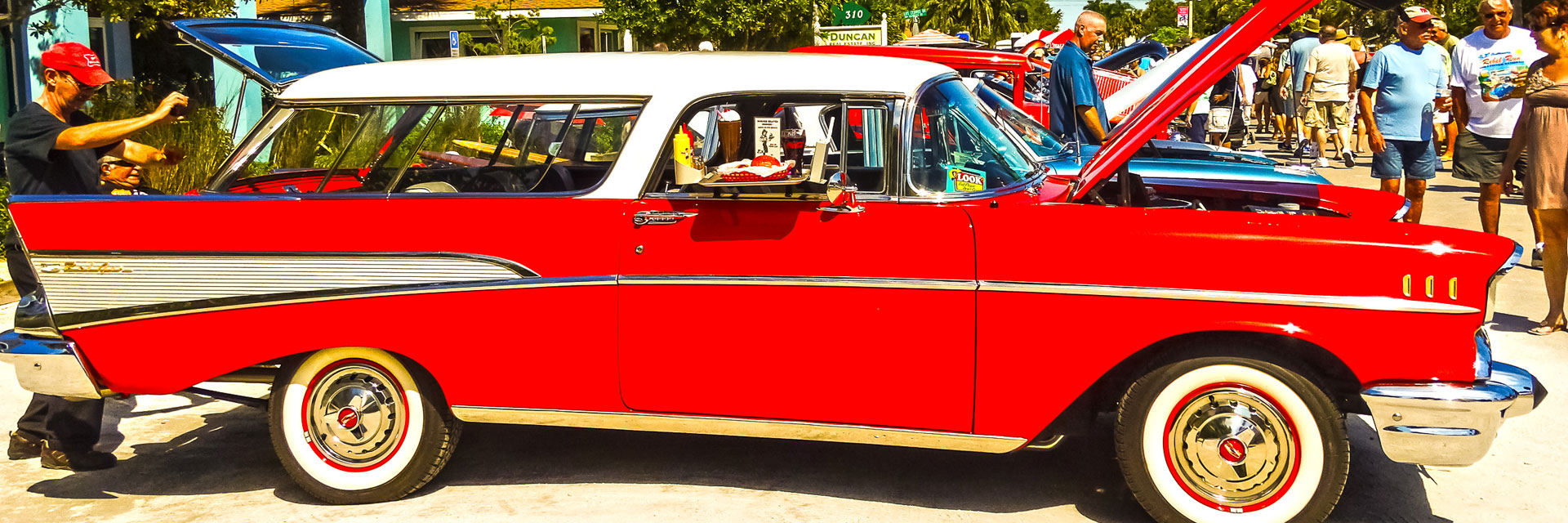 Red classic car.
